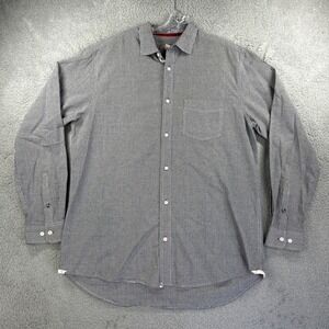 32 Bar Blues Shirt Mens Large Black Gray Houndstooth Long Sleeve‎ Button Up